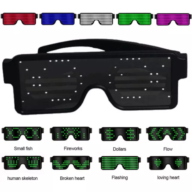 LED Light Up Luminous Glasses Flashing Neon Rave Sunglasses Eyewear Party Disco