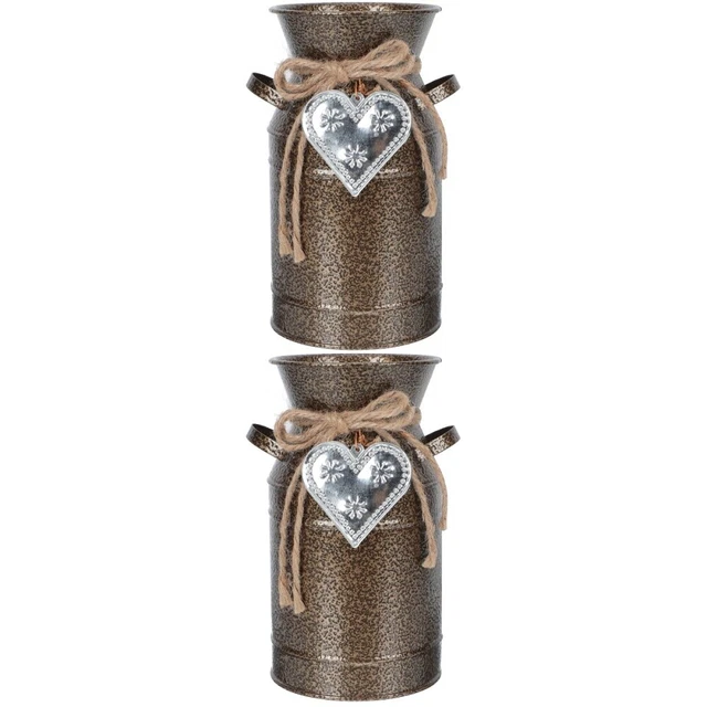 2 pcs Rustikalen Pflanzer Bauernhaus Topf Krug Vase Verzinktem Eimer