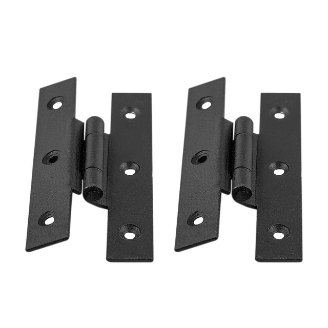 2 Pcs Black Offset H Hinges 3.5" H 1/3 Wrought Iron Rust Resistant Door Hinges