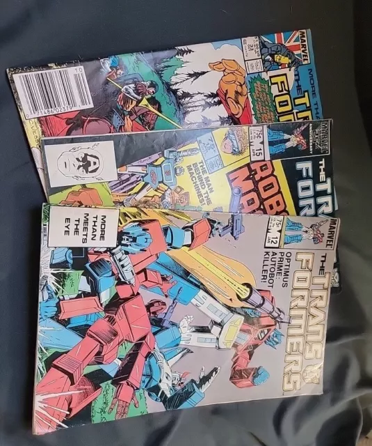 The Transformers Comic Lot of 3 Marvel Comics #12, 15, 33 Comic Books 1986