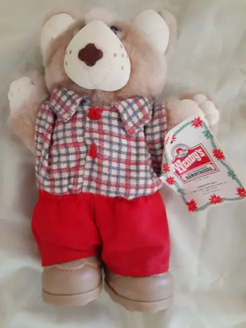 Vintage Wendy's 1986 Boone Furskin Bear 7" Plush Doll With Tag
