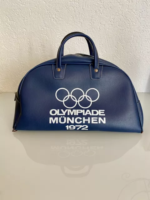 Original Sporttasche Olympia 1972 München Olympiade blau Original shabby chic 1a