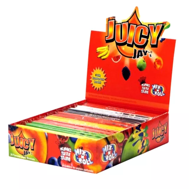 Juicy Jays Rolling Papers Mix N Roll King Size Slim Flavoured 24 Booklets Box