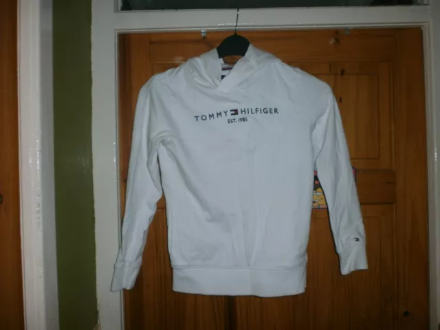 Good Cond-Genuine Tommy Hilfiger White Quality Long Sleeve Hoody Top 8/10  Years