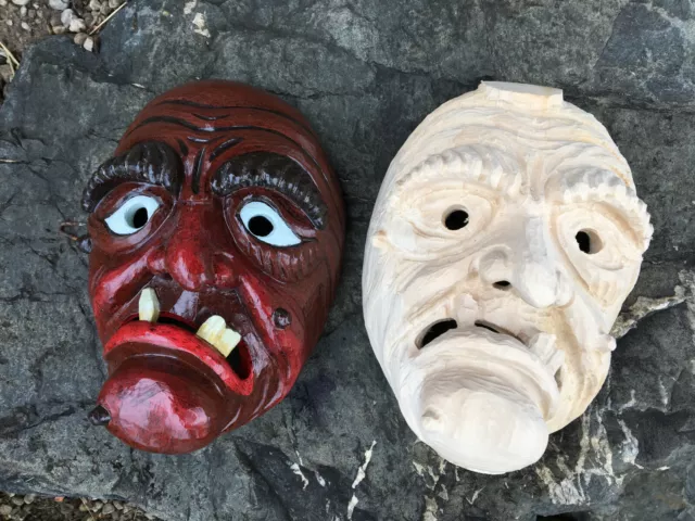 Máscara de madera bruja "Schrumpeldei" en blanco para tallar y dar forma