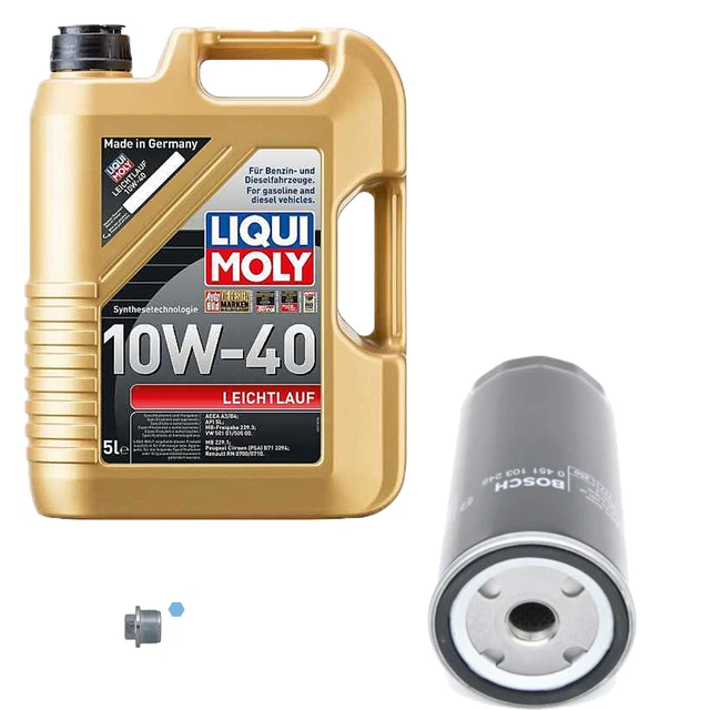 Filtro olio Bosch 5L Liqui Moly funzionamento leggero 10W-40 per Audi 80 8C B4 1.9 TDI