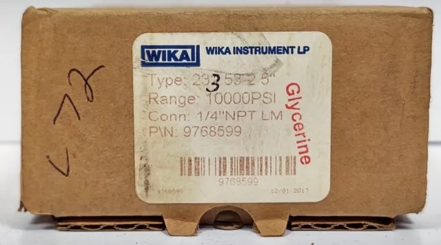 Wika 232.53-2.5 9768599 High-Pressure Glycerine Filled Air Pressure Gauge