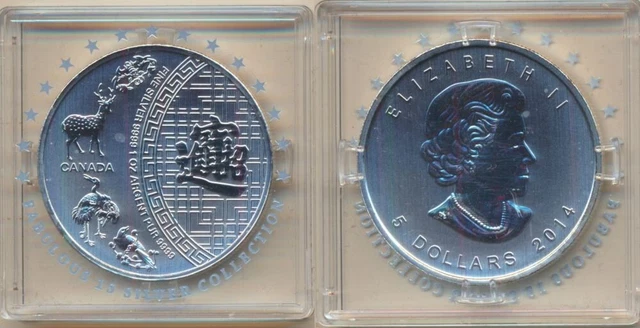 Canada: 2014 $5 Silver 1oz Chinese Five Blessings F15 Series, with CoA