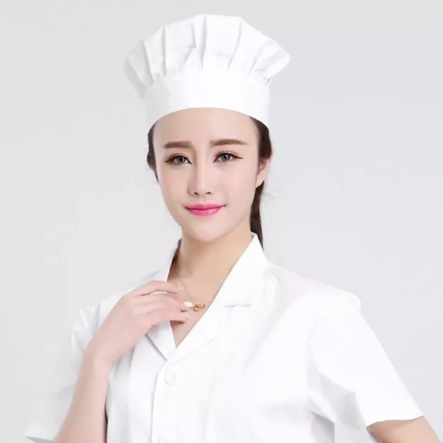 Popular New Hot Pleated Chefs Catering Hat Cook Food Prep Kitchen Round Cap