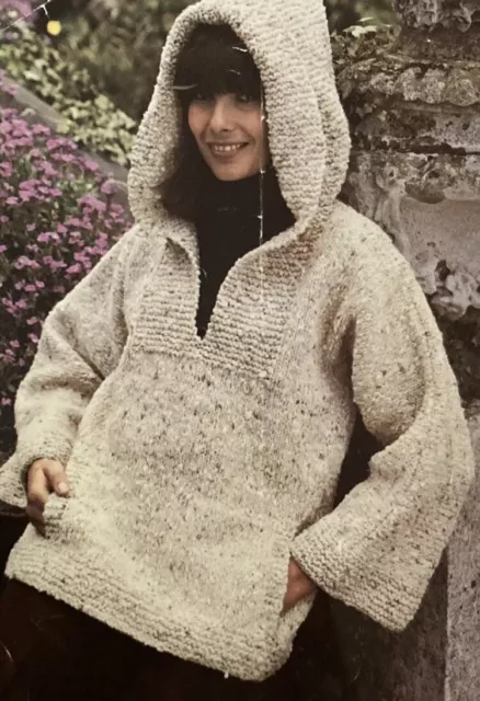 KNITTING PATTERN FOR LADY’S HOODY HOODED SMOCK JUMPER  (Like weird Fish) FCL6