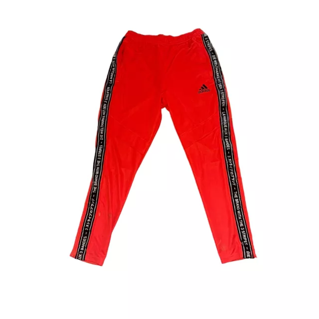 Rare adidas Polaire Coton Pantalon Porte-Clés Trackies Rouge Noir Ruban M