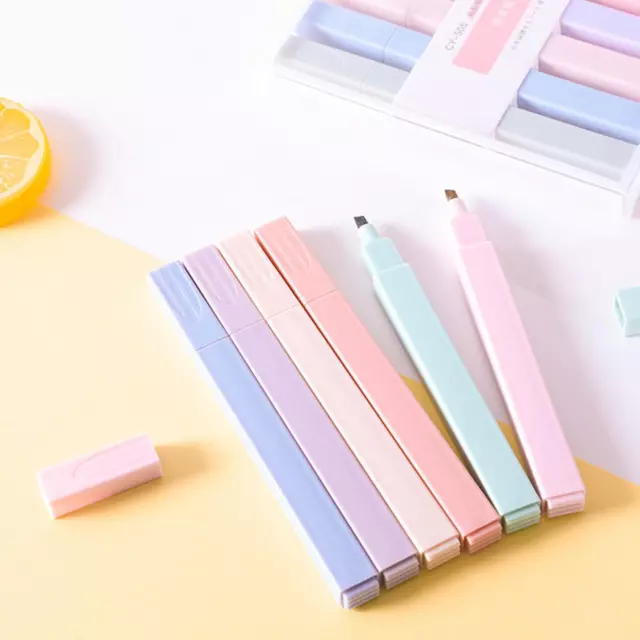 6Pcs Fluorescent Pen Highlighters Pens Set for Student Stationery A 3