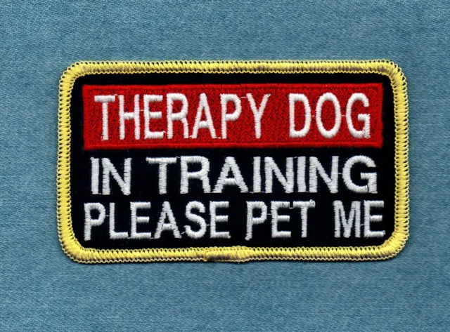 THERAPY DOG IN TRAINING PLEASE PET ME - Yellow Trim - service dog vest patch