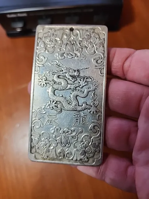 Old Chinese Tibet Silver Carved Exquisite Zodiac Dragon Pendant
