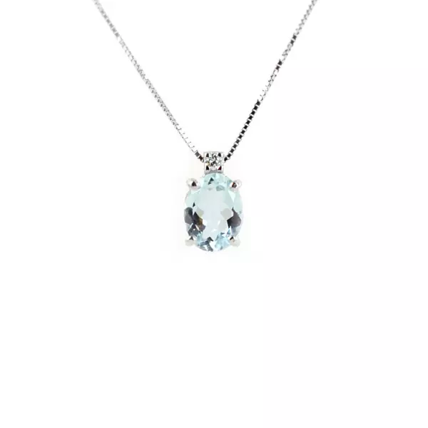 Collana oro bianco18 kt con Diamanti e Acqua Marina Davite & Delucchi