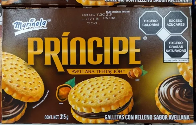 3X Marinela Galletas Príncipe Sabor Avellana Crema Avellana Galletas - 3 Cajas