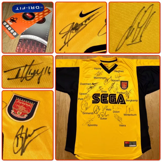 1999-2000 Arsenal Squad Signed Shirt Inc. Bergkamp, Overmars, Henry w/ COA