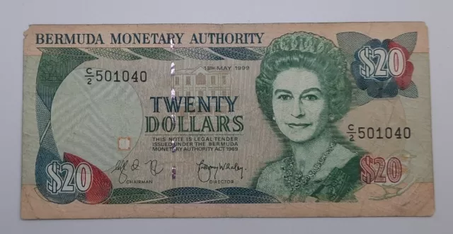 1999 - Bermuda Monetary Authority - $20 BMD Dollars Banknote Serial No C2 501040