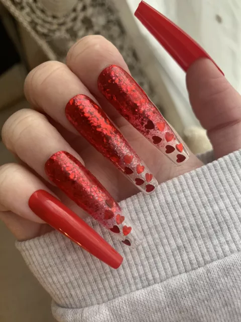 Love Me Red XXL Ballerina-Nagelset falsches Aufpressen