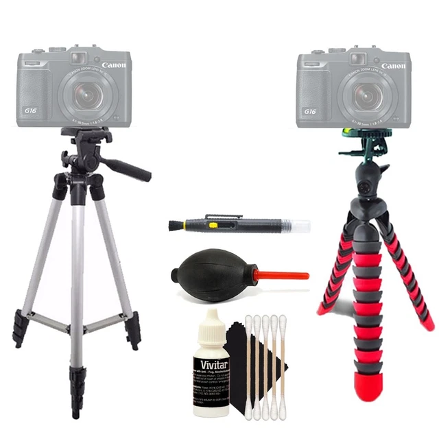 Trípode alto + trípode flexible + kit de limpieza para Canon PowerShot G7X II G16