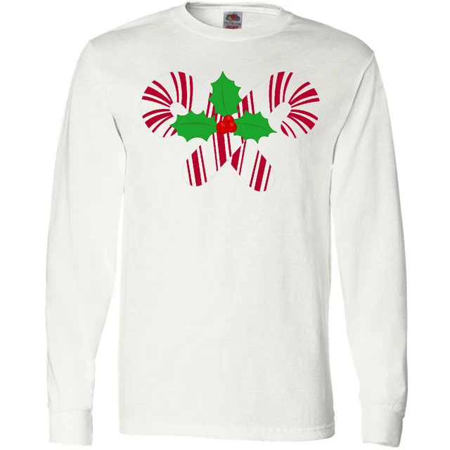 Inktastic Candy Canes And Holly Christmas Long Sleeve T-Shirt Holiday Cute Mens