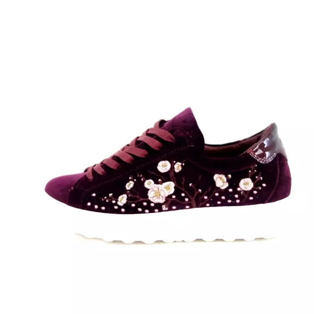 Philippe Model Ladies Shoes Trainers Low Top Wine Red Velvet Leather 38 New