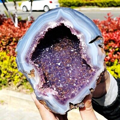 2.72LB Natural Amethyst Geode Specimen Crystal Reiki Healing Quartz Uruguay