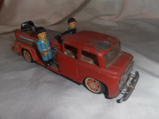 Camion De Pompier Vintage Gama – Tôle Et Plastique – Grande échelle – Jouet Ancien