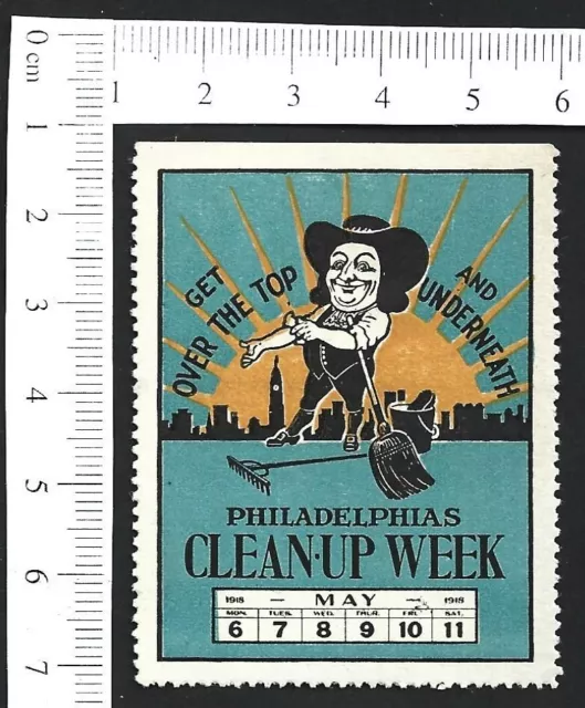 US 1918 Philadelphia's CLEAN UP WEEK poster stamp MH