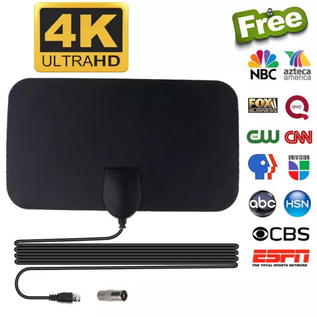 Flat 4K Indoor TV Antenna Aerial Digital HDTV Antennas 50 Miles Range Boos_OY