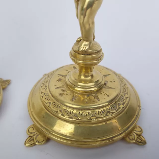 Napoleon III Kerzenleuchter Bronze vergoldet Kaminuhr Pendule Empire Gold Engel 2