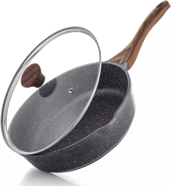 1pc CAROTE Nonstick 6Qt Deep Frying Pan with Lid, 12.5 Inch