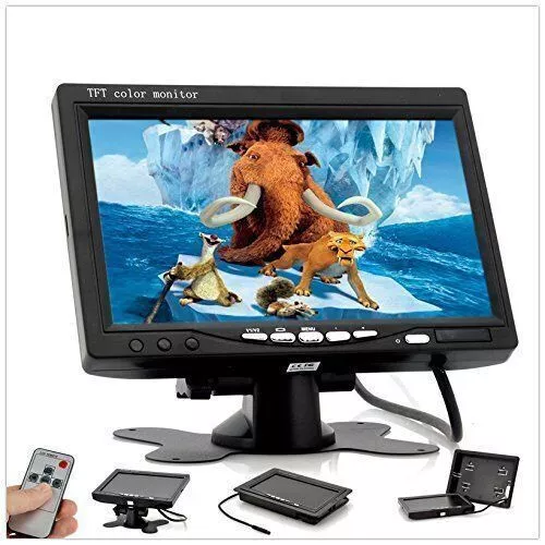 Monitor Lcd Tft 7" Pollici Con Telecomando Doppio Ingresso Video Retromarcia Av 3