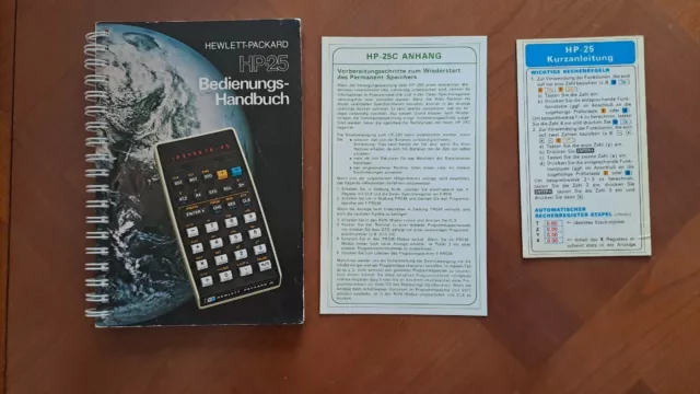 HP25 User Manual + Quick ref guide Hewlett Packard HP25 Calculator German Ed.