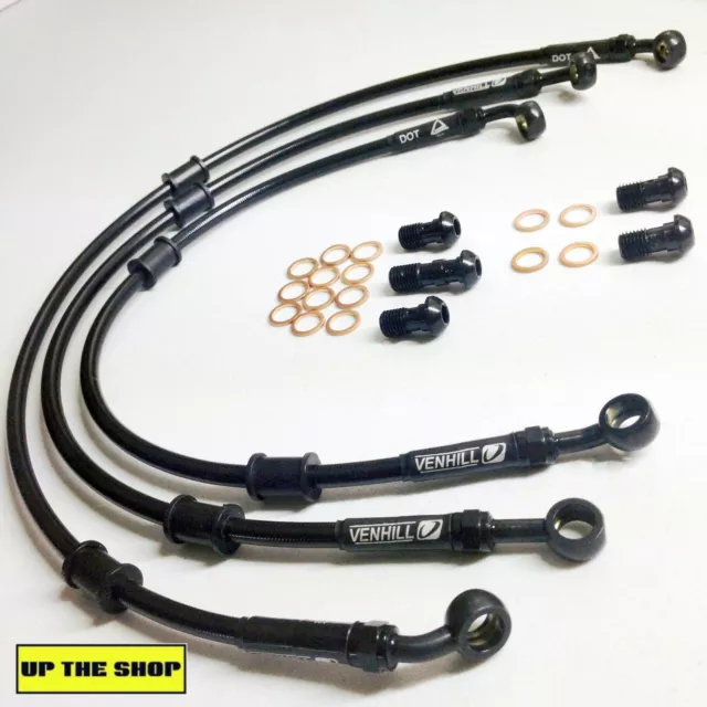 KAWASAKI GPZ1100 B2 1982 VENHILL s/steel braided brake lines hoses front