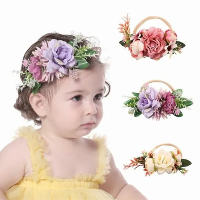 Cute Baby Girl Artificial Flowers Hair Band Turban Headwrap Accessories
