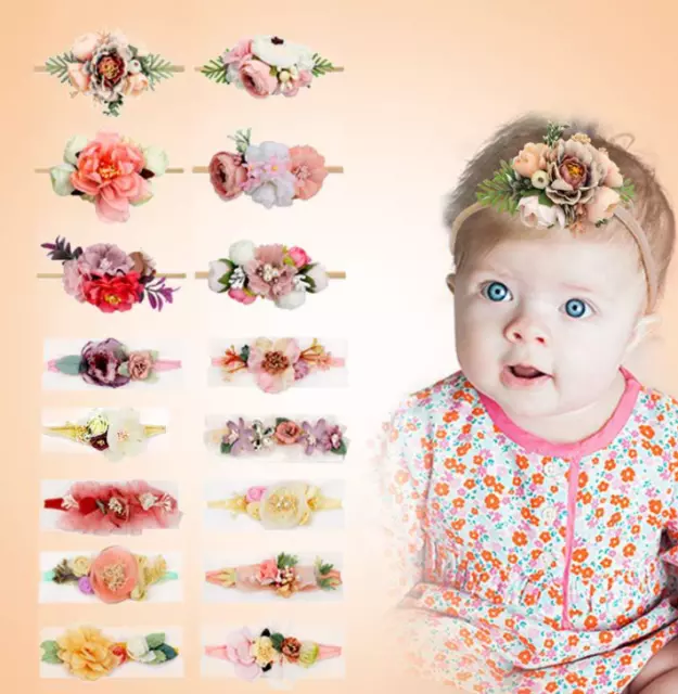 Fascia per capelli neonate fatta a mano neonata fiore neonato neonato nodo Regno Unito