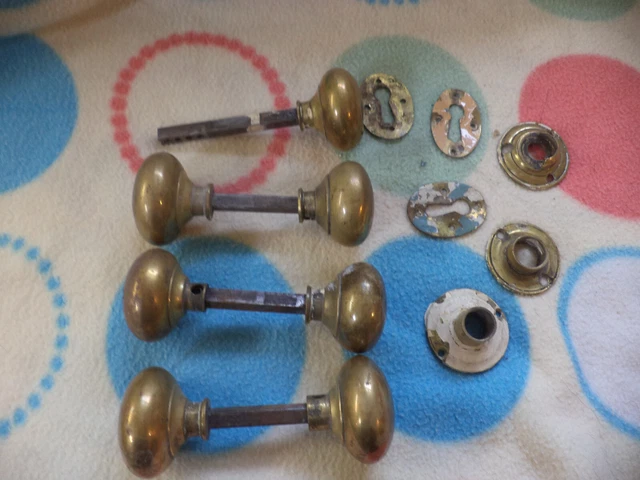 Set Of Three Plus One Victorian Reclaimed Brass Door Knobs
