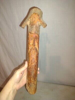 LAM Signed Wood Carving - Folk Art  Tree Spirit Mythical One Of A Kind