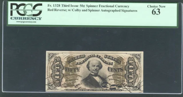 U.s 1864-69 50 Cents Fractional Currency Fr-1328 Certified By Pcgs Choice New-63
