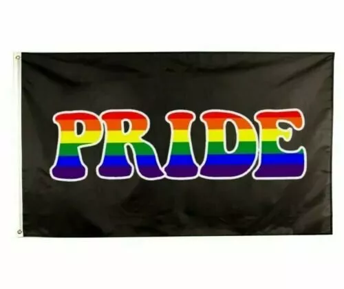 Große Regenbogen Fahne LGBT 90x150cm Lesbisch Homosexuell Gay Flagge Schwarz