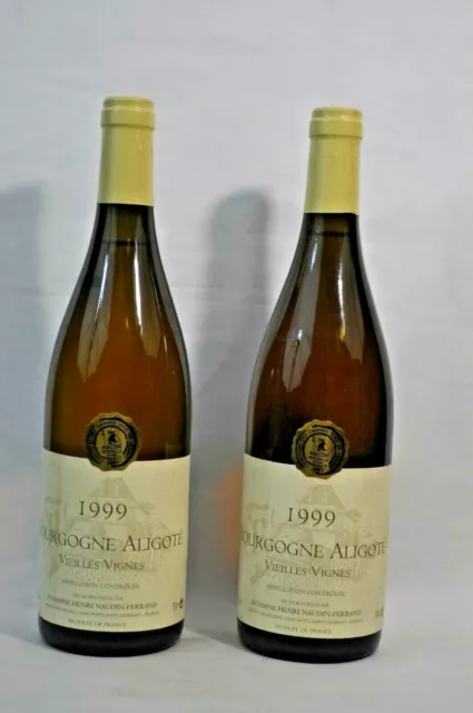 Vin - 2 Bouteilles - Bourgogne Aligoté - VV - Henri Naudin Ferrand - 1999