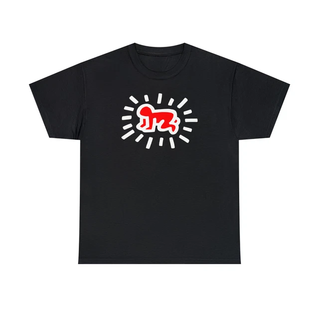 Keith Haring Radiant Baby Logo Men's T-Shirt Size S to 3XL Black New