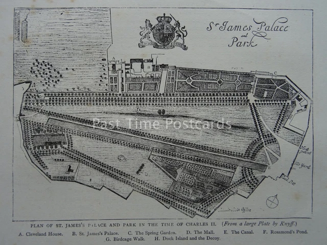 LONDON MAP / PLAN OF ST. JAMES PALACE PARK Original Victorian Print ...