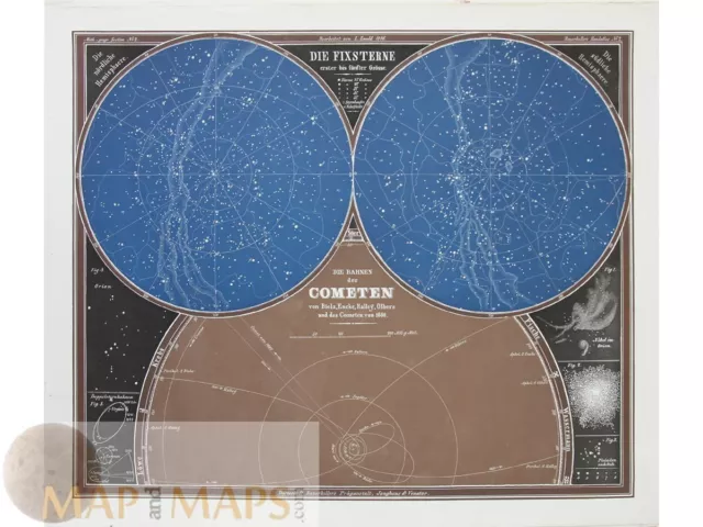 Celestial Map Die Bahnen der Cometen. L. Ewald 1860