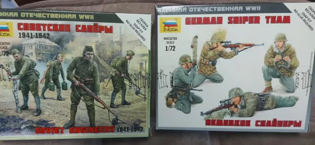 Zvezda 1/72 Soviet Engineers And German Sniper Team Second World War Military