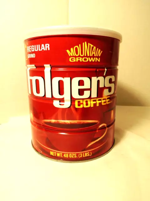 Folgers 3 Pound 48 Oz. Coffee Tin w/ Lid Regular Grind - Empty (Light Wear)