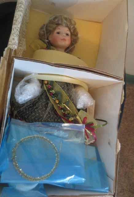 Franklin Heirloom Porcelain Doll - Angelica  Fabrege Christmas Angel never displ