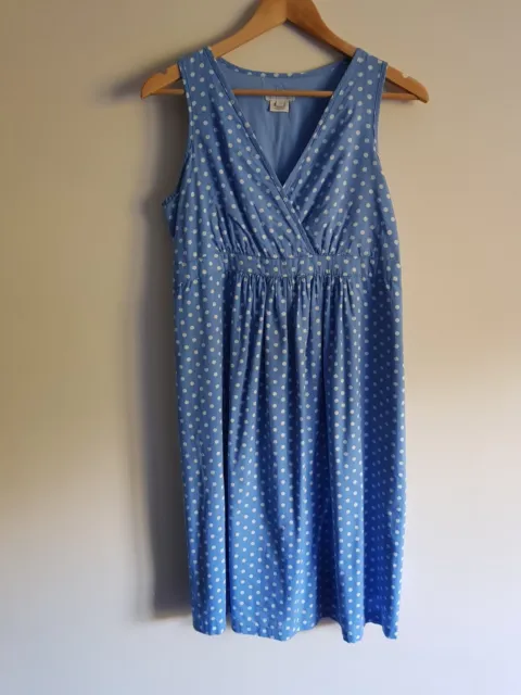 JoJo Maman Bebe maternity Size 8 sleeveless dotty lined summer dress - Blue