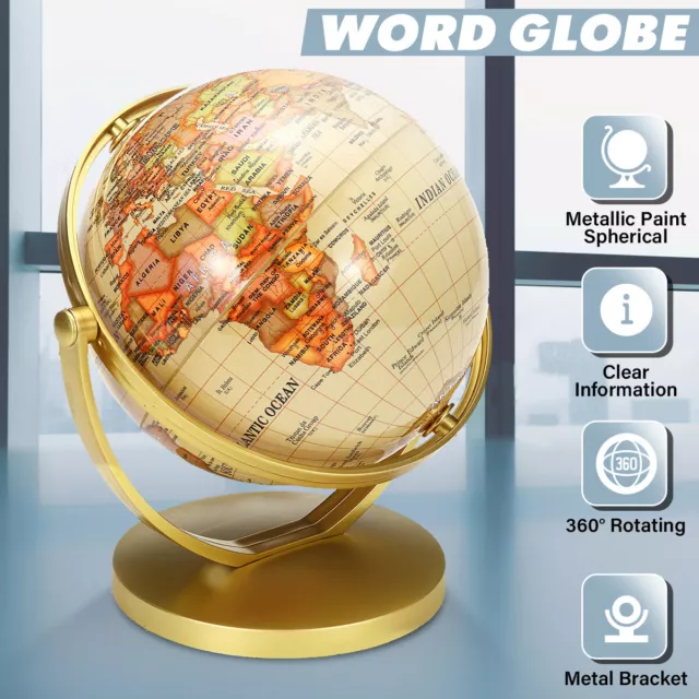 20CM 360°Rotating World Globe Earth Antique Home Office Desktop Decor Geography